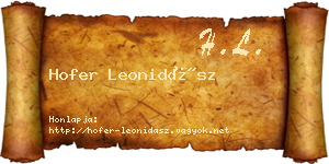 Hofer Leonidász névjegykártya